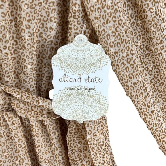 Altard State NWT Womens M Animal Print Ruffle Sheer Tiered Faux Wrap Dress Boho - Picture 12 of 16